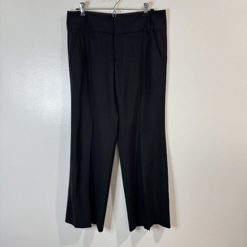Banana Republic Pants 8 Martin Fit Black Wool Stretch Wide Leg Pleated Career - Picture 2 of 11